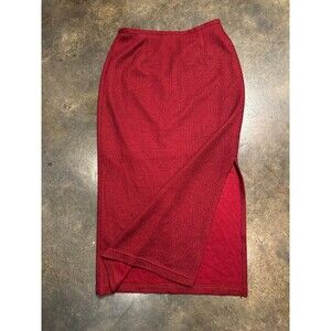 Vintage Nancy Bolen Skirt Small Red Textured Midi Petites Made in USA Lined
